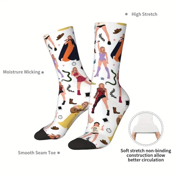 TAYLOR SWIFT inspired Swiftie Crew Socks | Eras Tour Outfits Concert Rep Gift 🏰 - Picture 3 of 10